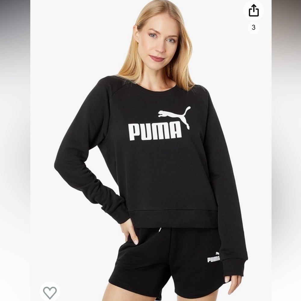Puma Sweatshirt Crew Neck Black Women’s Size Small NWOT